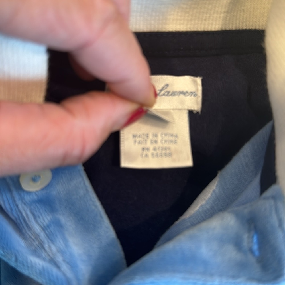 Velour jumpsuit with collar Blue and Navy Blue Ralph Lauren vintage jumpsuit 3M - Picture 6 of 8